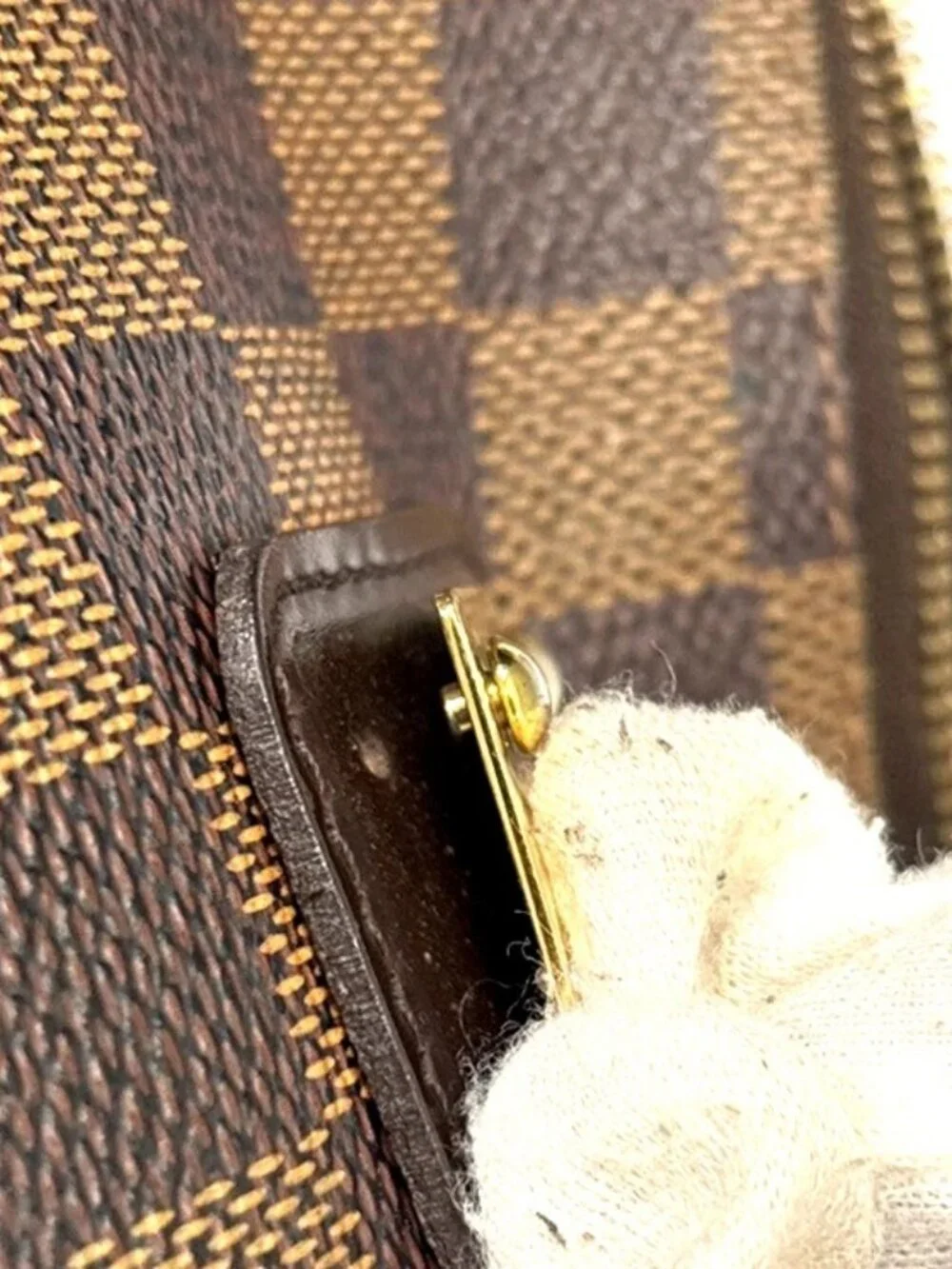 LOUIS VUITTON Eva Chain Shoulder Bag Damier Ebene Leather Brown